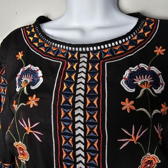 Altar’d State Black Embroidered Dress S Whimsygoth Witchy Boho Festival Cottage - Picture 4 of 10